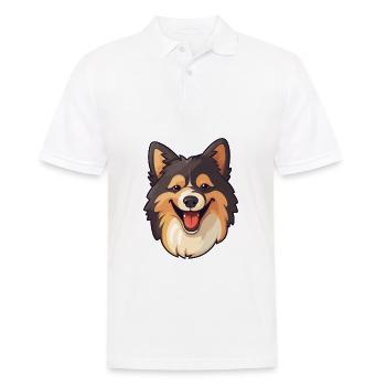 Finnish Lapphund Dog Breed Watercolor Cartoon Kawa - Men's Polo Shirt - white - Front - Kai (181cm)