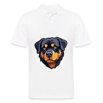Rottweiler Hund Rasse Aquarell Karikatur Kawaii Cli - Männer Poloshirt - Weiß - Vorne - Kai (181cm)