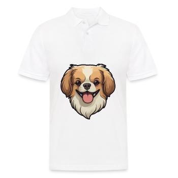 Épagneul tibétain chien race aquarelle dessin animé Kawai - Polo Homme - blanc - Devant - Kai (181cm)