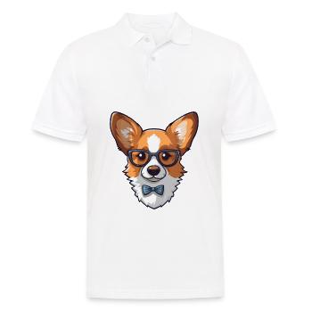 Corgi Hunderasse Aquarell Cartoon Kawaii Brille - Männer Poloshirt - Weiß - Vorne - Kai (181cm)