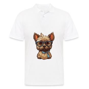 Cairn Terrier chien race aquarelle dessin animé Kawaii - Polo Homme - blanc - Devant - Kai (181cm)