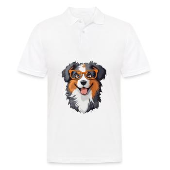 Berger australien chien race aquarelle dessin animé K - Polo Homme - blanc - Devant - Kai (181cm)