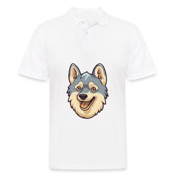 Swedish Vallhund Dog Breed Watercolor Cartoon Kawa - Men's Polo Shirt - white - Front - Kai (181cm)