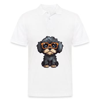Shih Poo Hunderasse Aquarell Karikatur Kawaii Glas - Männer Poloshirt - Weiß - Vorne - Kai (181cm)