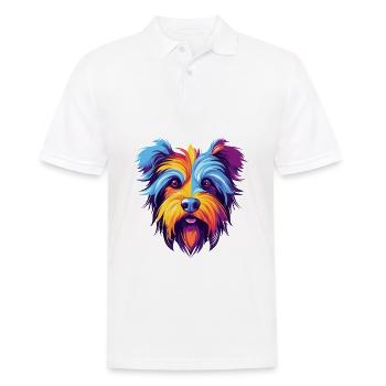 Biewer Terrier Dog Breed Watercolor Cartoon Kawaii - Men's Polo Shirt - white - Front - Kai (181cm)