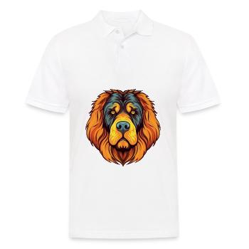 Dogue tibétain chien race aquarelle dessin animé Kawai - Polo Homme - blanc - Devant - Kai (181cm)
