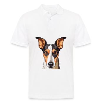 Glatte Foxterrier-Hunderasse Aquarell-Karikatur Ka - Männer Poloshirt - Weiß - Vorne - Kai (181cm)