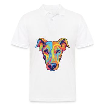 Lévrier chien race aquarelle dessin animé Kawaii Colo - Polo Homme - blanc - Devant - Kai (181cm)