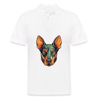 Deutsche Pinscher Hunderasse Aquarell Karikatur Kawai - Männer Poloshirt - Weiß - Vorne - Kai (181cm)