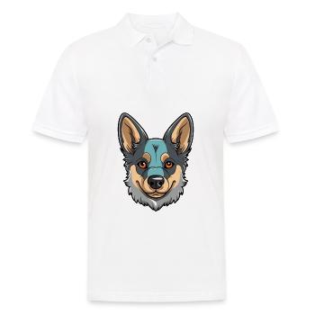 Swedish Vallhund Dog Breed Watercolor Cartoon Kawa - Men's Polo Shirt - white - Front - Kai (181cm)
