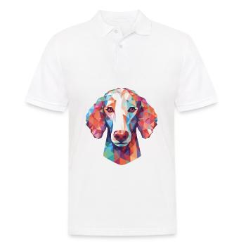Bedlington Terrier chien race aquarelle dessin animé Ka - Polo Homme - blanc - Devant - Kai (181cm)