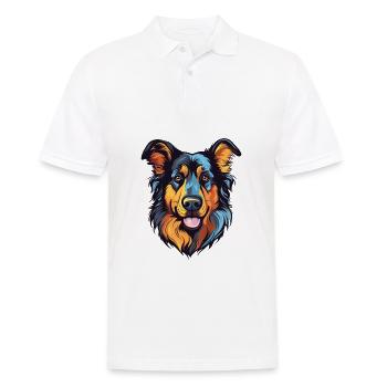 Austrailian Shepard Hunderasse Aquarell Karikatur K - Männer Poloshirt - Weiß - Vorne - Kai (181cm)