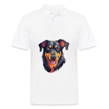 Beauceron chien race aquarelle dessin animé Kawaii Colo - Polo Homme - blanc - Devant - Kai (181cm)