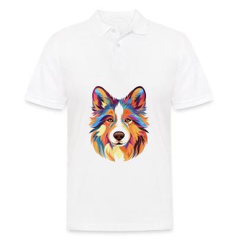 Icelandic Sheepdog Dog Breed Watercolor Cartoon Ka - Men's Polo Shirt - white - Front - Kai (181cm)