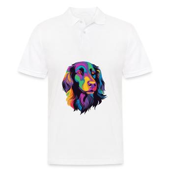 Flat Coated Retriever Dog Breed Watercolor Cartoon - Men's Polo Shirt - white - Front - Kai (181cm)