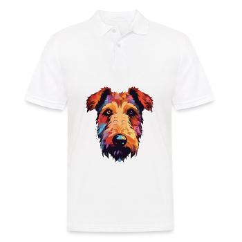 Welsh Terrier chien race aquarelle dessin animé Kawaii - Polo Homme - blanc - Devant - Kai (181cm)