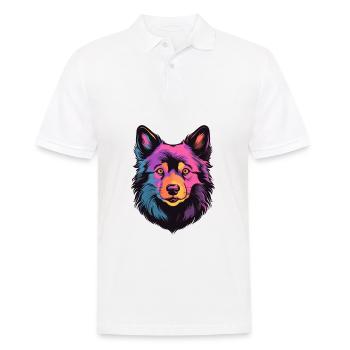 Schipperke chien race aquarelle dessin animé Kawaii Col - Polo Homme - blanc - Devant - Kai (181cm)