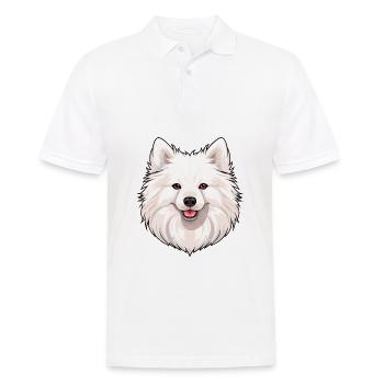Spitz japonais chien race aquarelle dessin animé kawaii - Polo Homme - blanc - Devant - Kai (181cm)