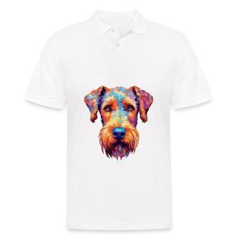 Airedale Terrier Dog Breed Watercolor Cartoon Kawa - Men's Polo Shirt - white - Front - Kai (181cm)