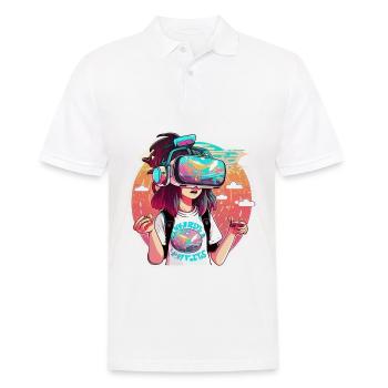 Holographic VR - Men's Polo Shirt - white - Front - Kai (181cm)