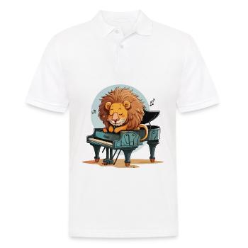 Musikalischer Löwe - Männer Poloshirt - Weiß - Vorne - Kai (181cm)