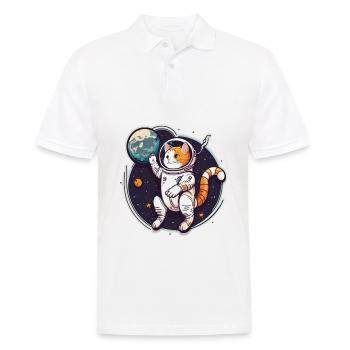 Feline Space Explorer - Men's Polo Shirt - white - Front - Kai (181cm)