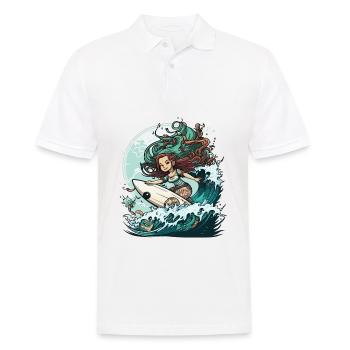 Surfing Siren - Men's Polo Shirt - white - Front - Kai (181cm)