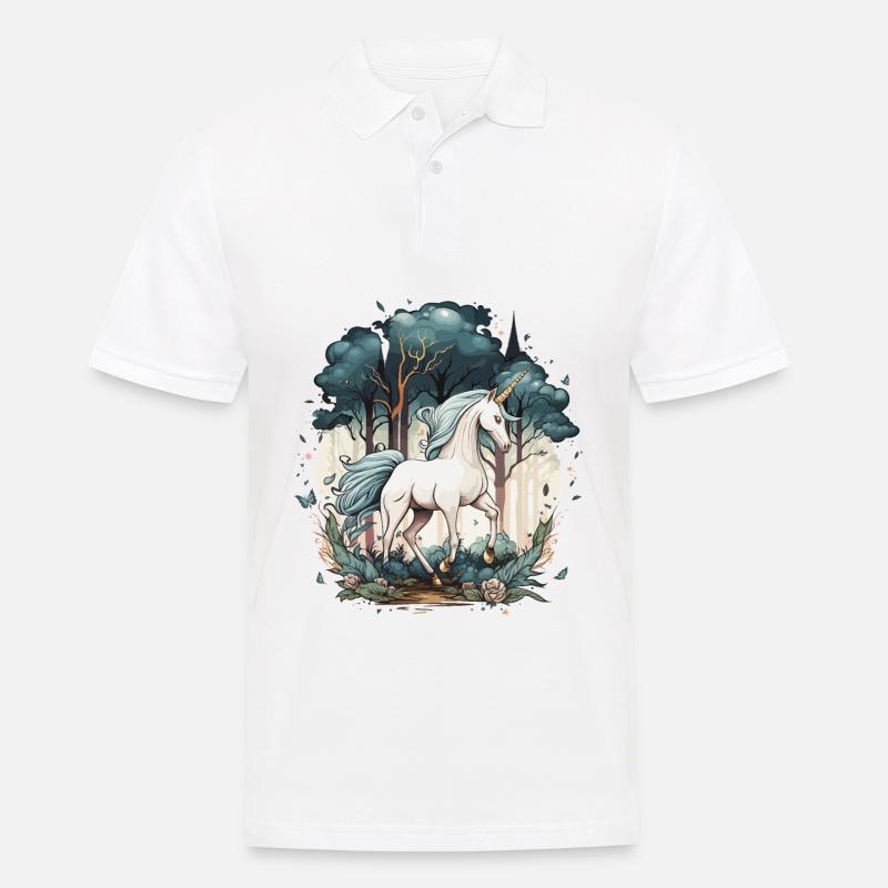 Das verzauberte Einhorn - Männer Poloshirt - Weiß