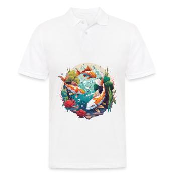 Koi-Wunderland - Männer Poloshirt - Weiß - Vorne - Kai (181cm)