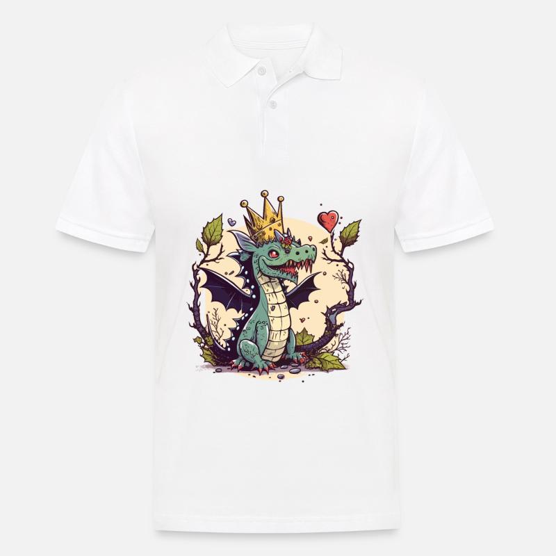 Gekrönter Drache - Männer Poloshirt - Weiß