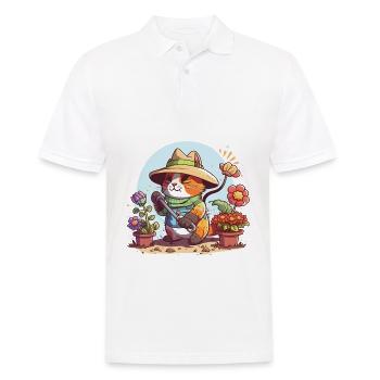 Gardening Cat - Men's Polo Shirt - white - Front - Kai (181cm)