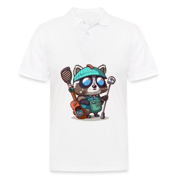 Waschbär-Golfer - Männer Poloshirt - Weiß - Vorne - Kai (181cm)