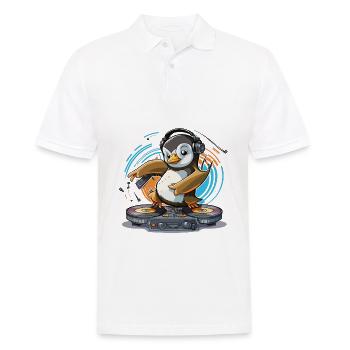 Funky Penguin DJ - Men's Polo Shirt - white - Front - Kai (181cm)