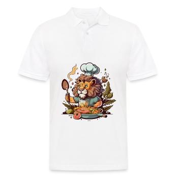 Chefkoch der Löwen - Männer Poloshirt - Weiß - Vorne - Kai (181cm)
