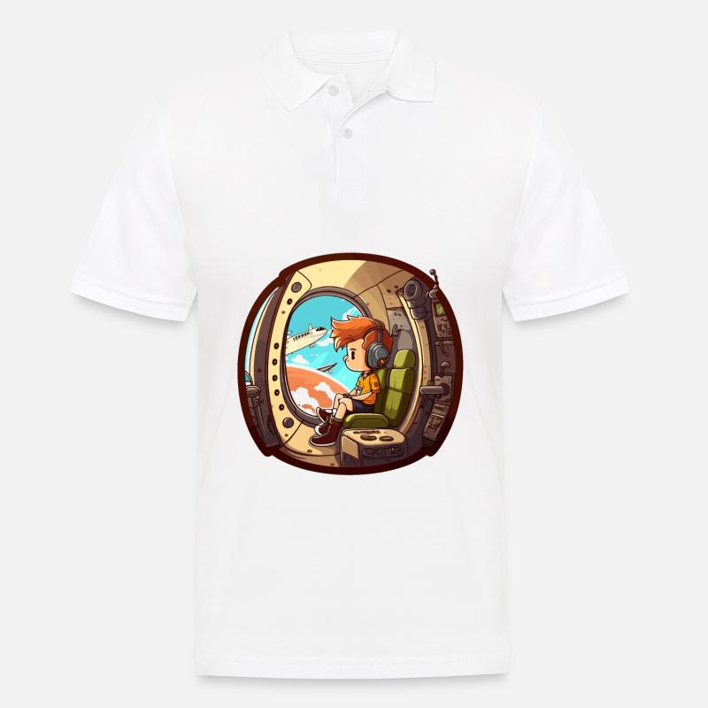 Der fliegende Pilot - Männer Poloshirt - Weiß