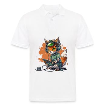 Cat Gaming Headquarters - Men's Polo Shirt - white - Front - Kai (181cm)