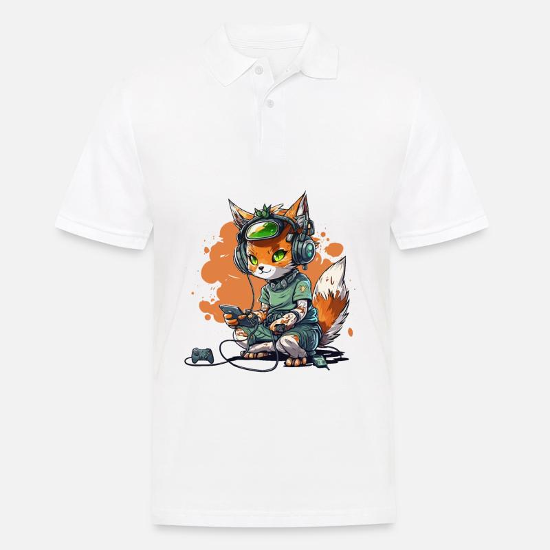 Cat Gaming Hauptquartier - Männer Poloshirt - Weiß