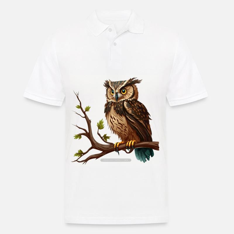 Die weise Eule - Männer Poloshirt - Weiß