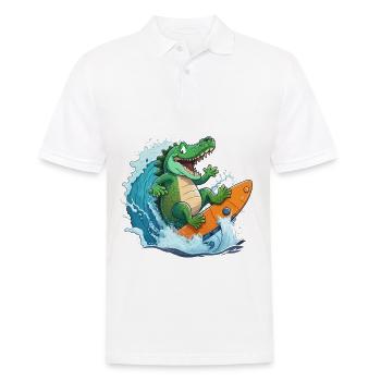 Croco sur la plage - Polo Homme - blanc - Devant - Kai (181cm)