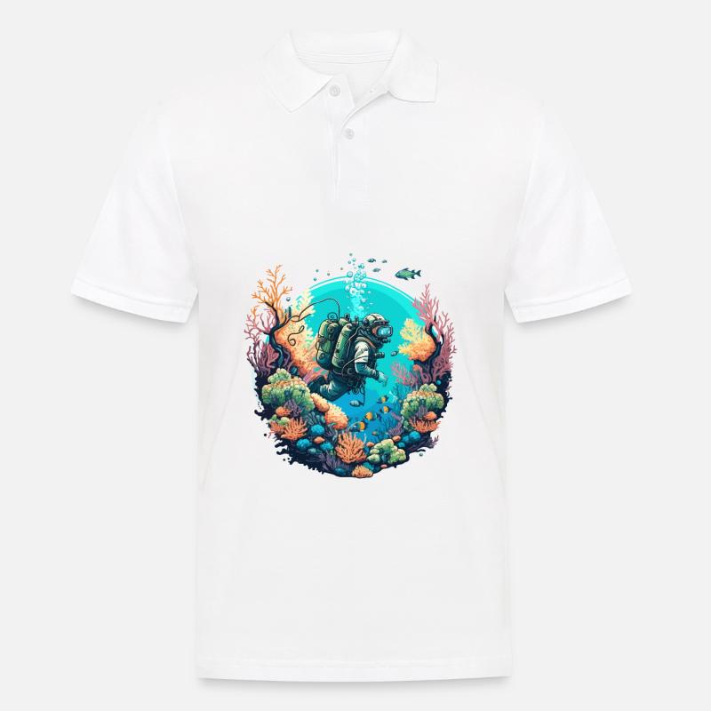 Der Unterwasser-Entdecker - Männer Poloshirt - Weiß