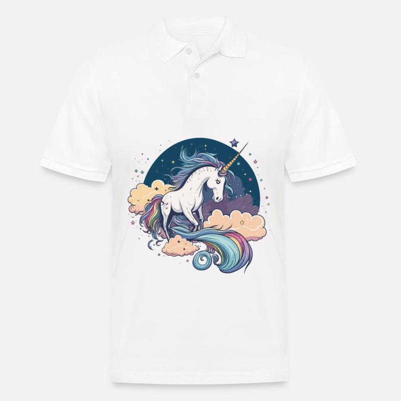 Regenbogen-Einhorn - Männer Poloshirt - Weiß