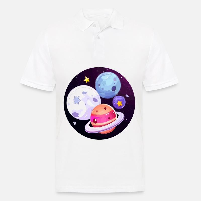 Kosmisches Abenteuer - Männer Poloshirt - Weiß