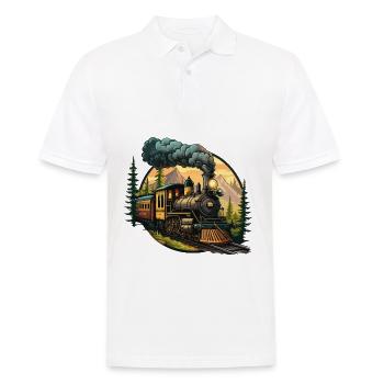 Journey through Time: An Old-Fashioned Steam Train - Men's Polo Shirt - white - Front - Kai (181cm)