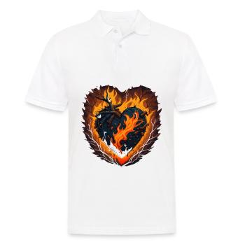 Flaming Love: A Playful Heart Made of Fire - Men's Polo Shirt - white - Front - Kai (181cm)