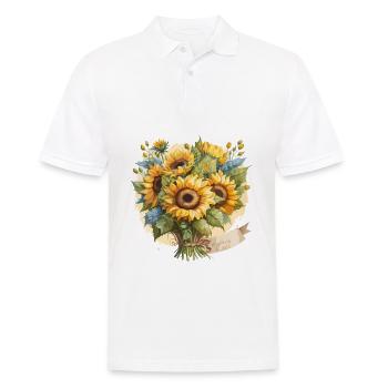 Sérénade de tournesol : un bouquet d’aquarelle - Polo Homme - blanc - Devant - Kai (181cm)