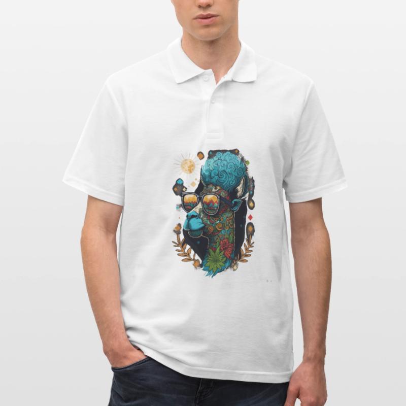Psychedelic Lama: Ein cooler Weed-Kopf mit lebendigem Oder Männer Poloshirt