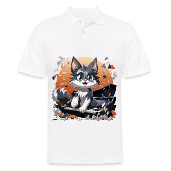 Der purrfect Pianist - Männer Poloshirt - Weiß - Vorne - Kai (181cm)