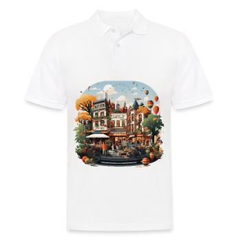 Marktstimmung - Männer Poloshirt - Weiß - Vorne - Kai (181cm)