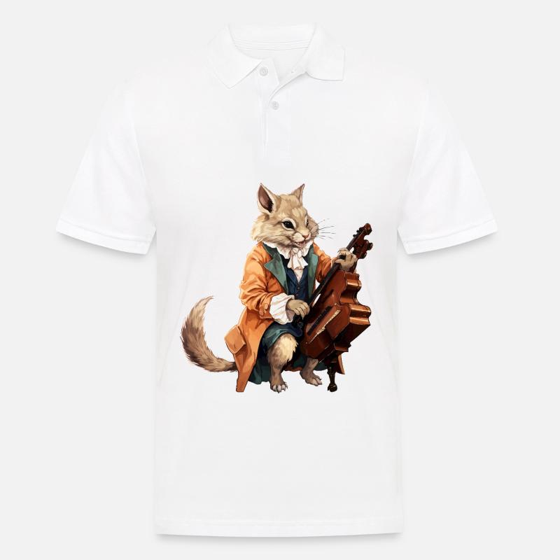 Der musikalische Eichhörnchen-Virtuose - Männer Poloshirt - Weiß