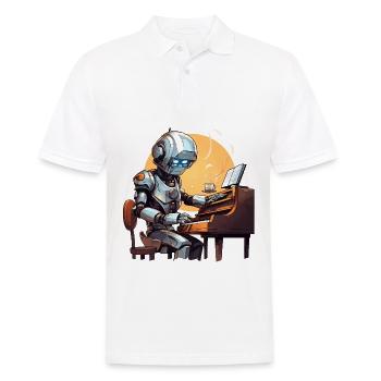 Der Roboter-Pianist - Männer Poloshirt - Weiß - Vorne - Kai (181cm)